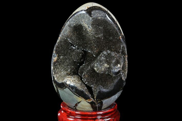 Septarian Dragon Egg Geode - Black Crystals #88313